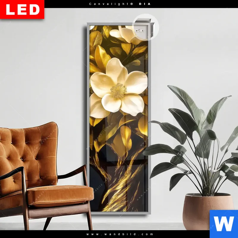 Leuchtbild Acrylglas Canvalight® DIA | Blütenbaum im Luxusdesign | Schmal