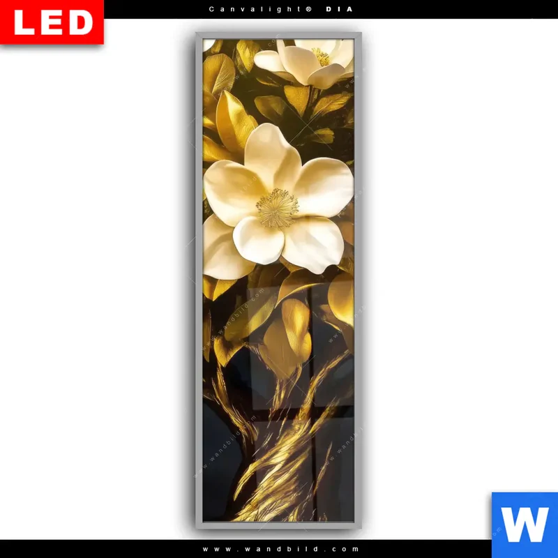 Leuchtbild Acrylglas Canvalight® DIA | Blütenbaum im Luxusdesign | Schmal
