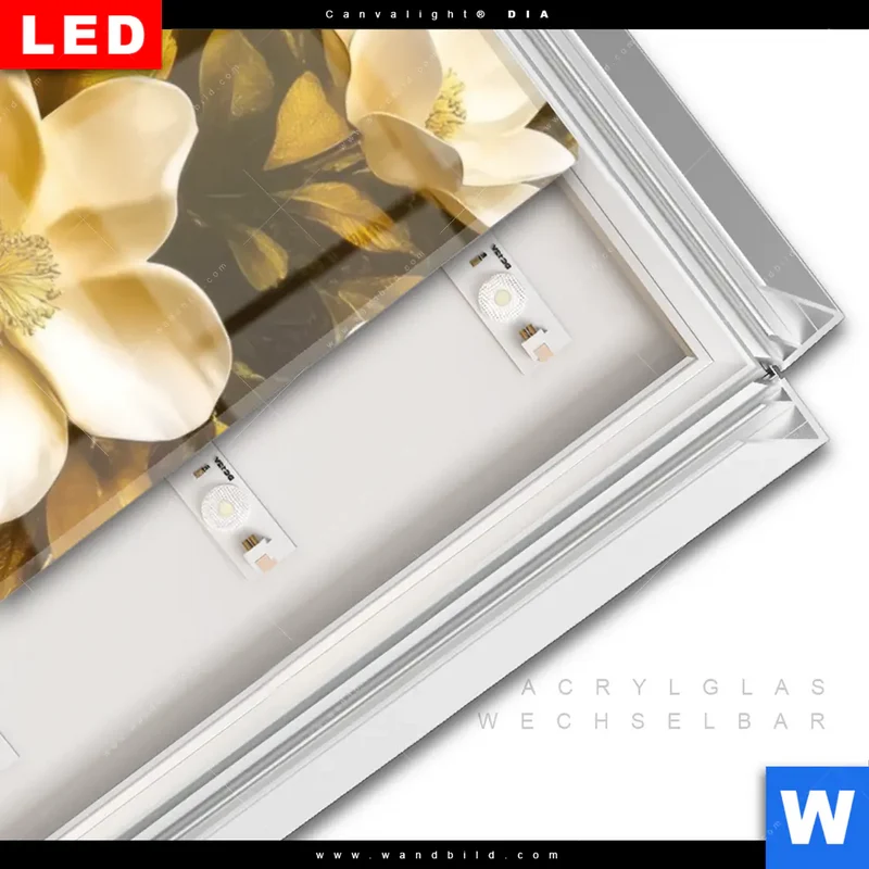 Leuchtbild Acrylglas Canvalight® DIA | Blütenbaum im Luxusdesign | Schmal