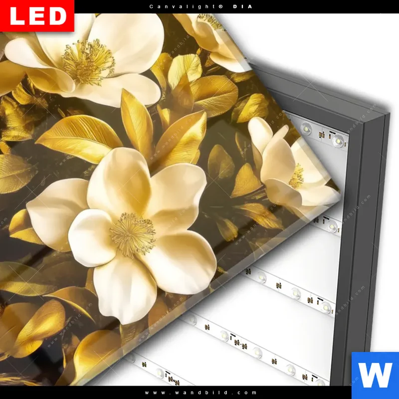 Wechselmotiv Acrylglas Canvalight® DIA | Blütenbaum im Luxusdesign | Hochformat