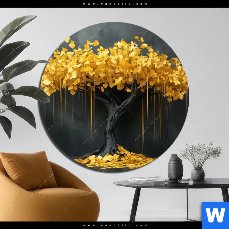 Alu-Dibond Bild | Goldener Lebensbaum | Rund
