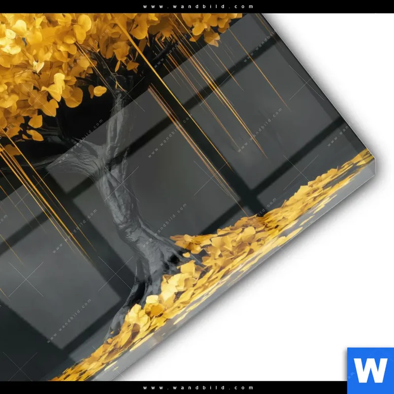 Acrylglasbild | Goldener Lebensbaum | Rund
