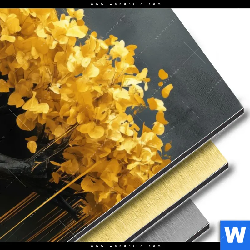 Aluminiumbild gebürstet | Goldener Lebensbaum | Hochformat