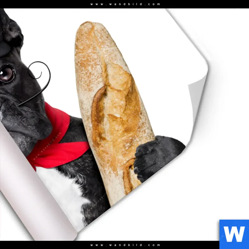 Poster | Französischer Bulldoggen-Charme mit Baguette & Wein | Querformat