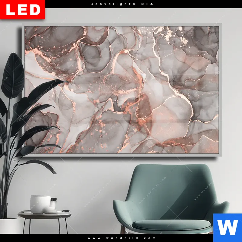 Wechselmotiv Acrylglas Canvalight® DIA | Fluid Art in edlen Metallic-Tönen | Querformat