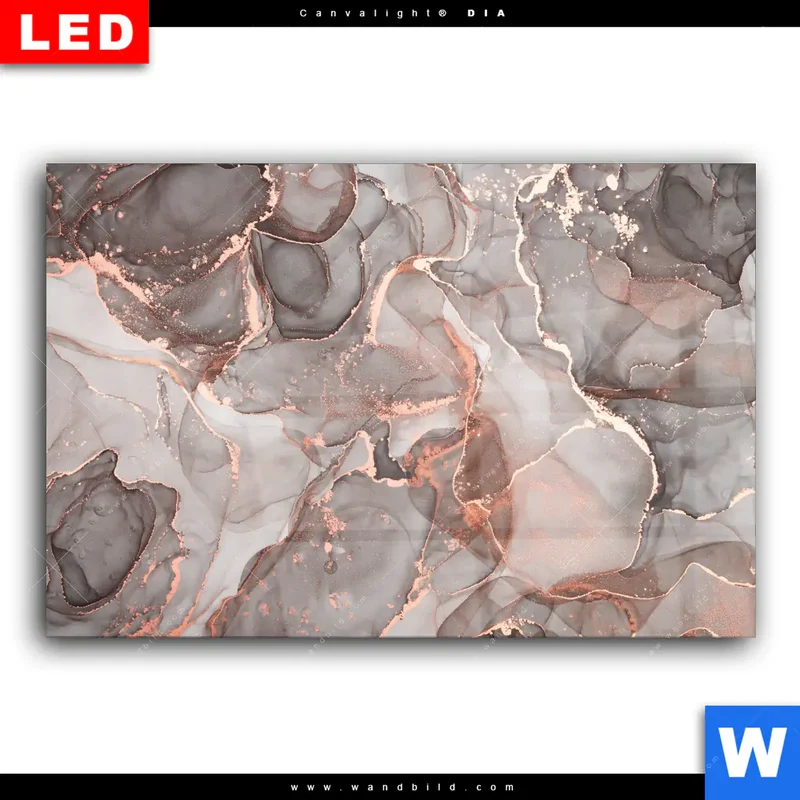 Wechselmotiv Acrylglas Canvalight® DIA | Fluid Art in edlen Metallic-Tönen | Querformat