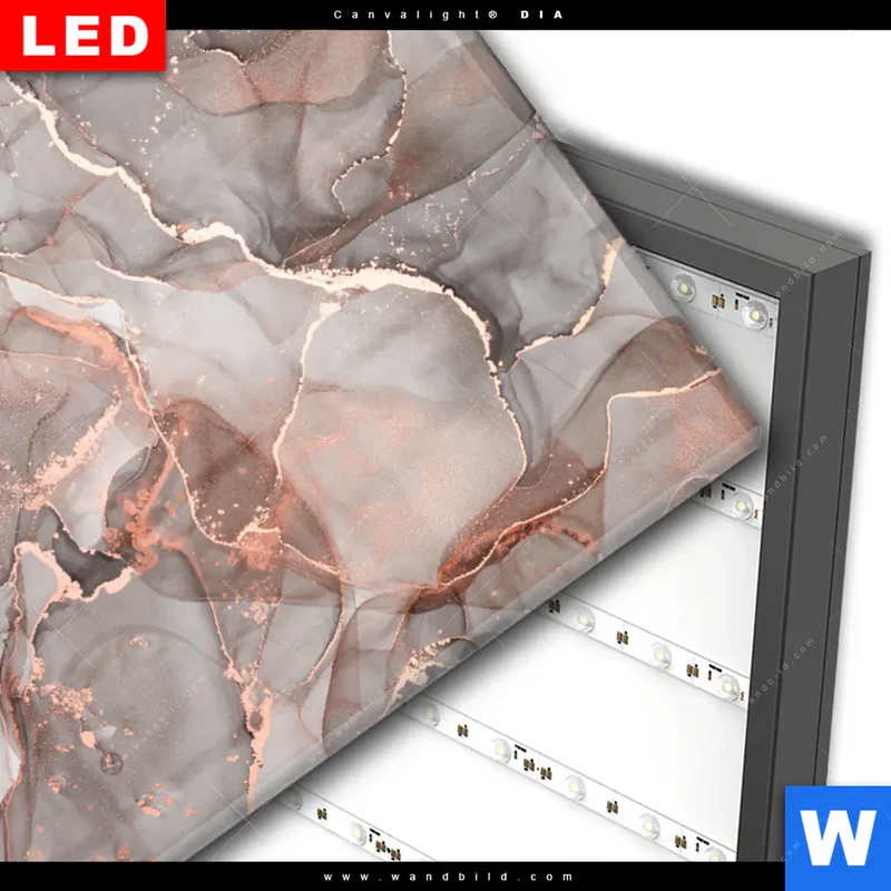 Wechselmotiv Acrylglas Canvalight® DIA | Fluid Art in edlen Metallic-Tönen | Querformat
