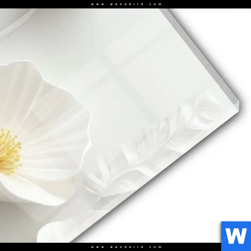 Acrylglasbild | Florale Leichtigkeit mit Goldglanz | Schmal
