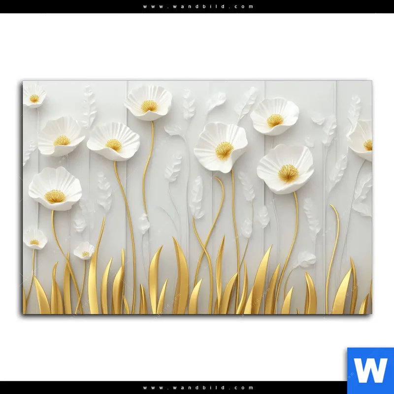 Poster | Florale Leichtigkeit mit Goldglanz | Querformat