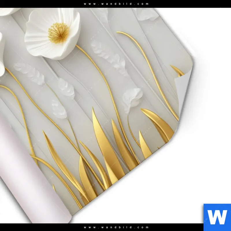 Poster | Florale Leichtigkeit mit Goldglanz | Querformat