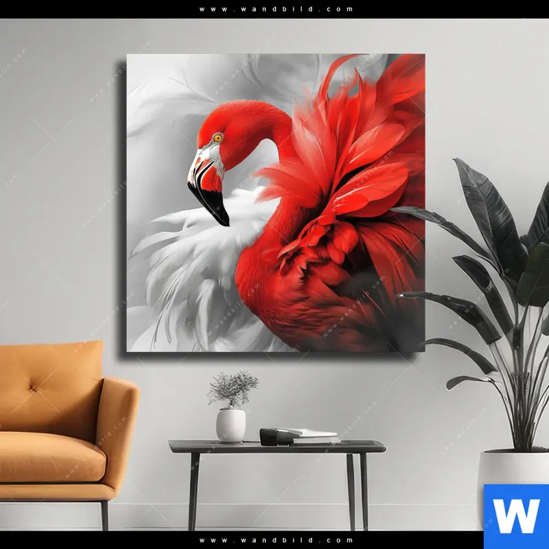 Leinwandbild | Roter Flamingo | Quadrat
