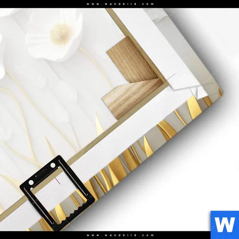 Leinwandbild | Florale Leichtigkeit mit Goldglanz | Querformat
