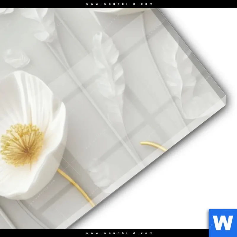 Acrylglasbild | Florale Leichtigkeit mit Goldglanz | Panorama