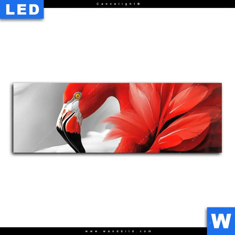 Canvalight® Leuchtbild | Roter Flamingo | Panorama