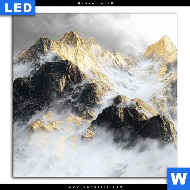 Canvalight® Leuchtbild | Stille der goldenen Berge | Quadrat