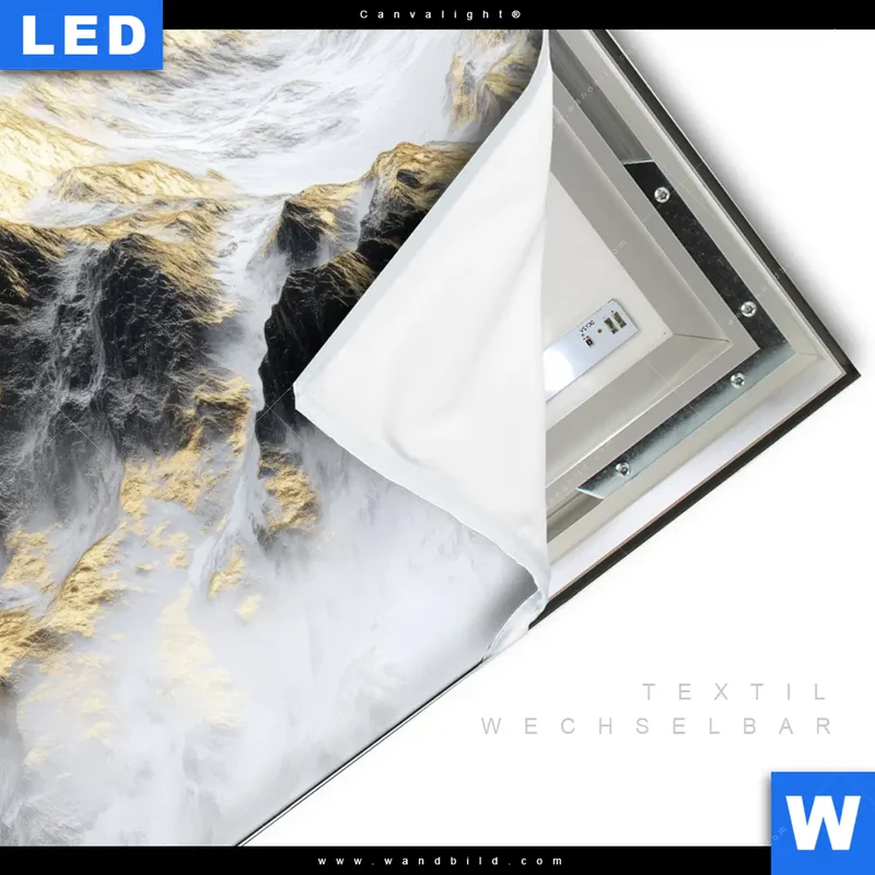 Canvalight® Leuchtbild | Stille der goldenen Berge | Quadrat