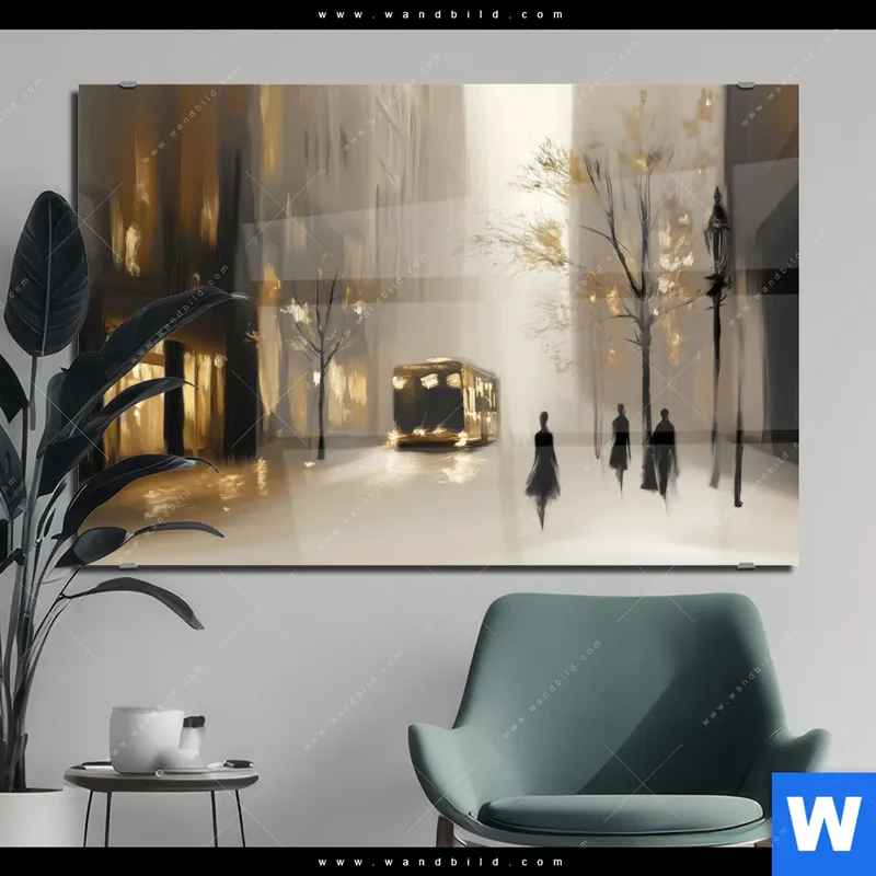 Acrylglasbild | Goldene Stille der Großstadt | Querformat
