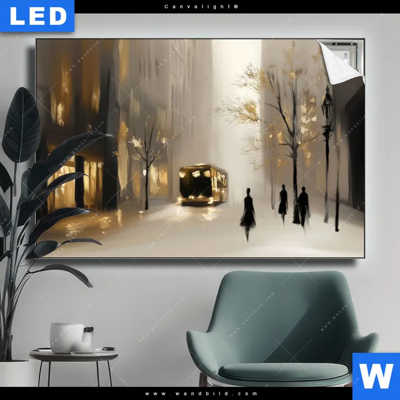 Canvalight® Leuchtbild | Goldene Stille der Großstadt | Querformat