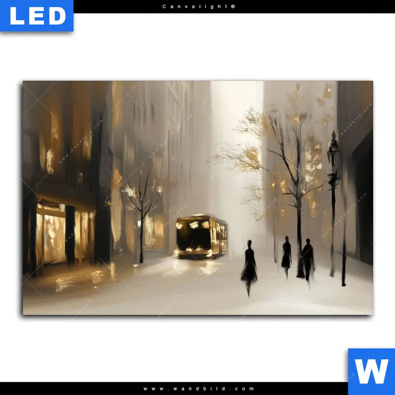 Canvalight® Leuchtbild | Goldene Stille der Großstadt | Querformat