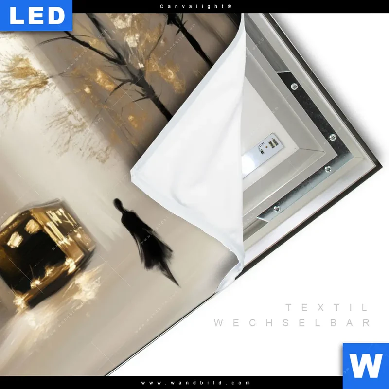 Canvalight® Leuchtbild | Goldene Stille der Großstadt | Querformat