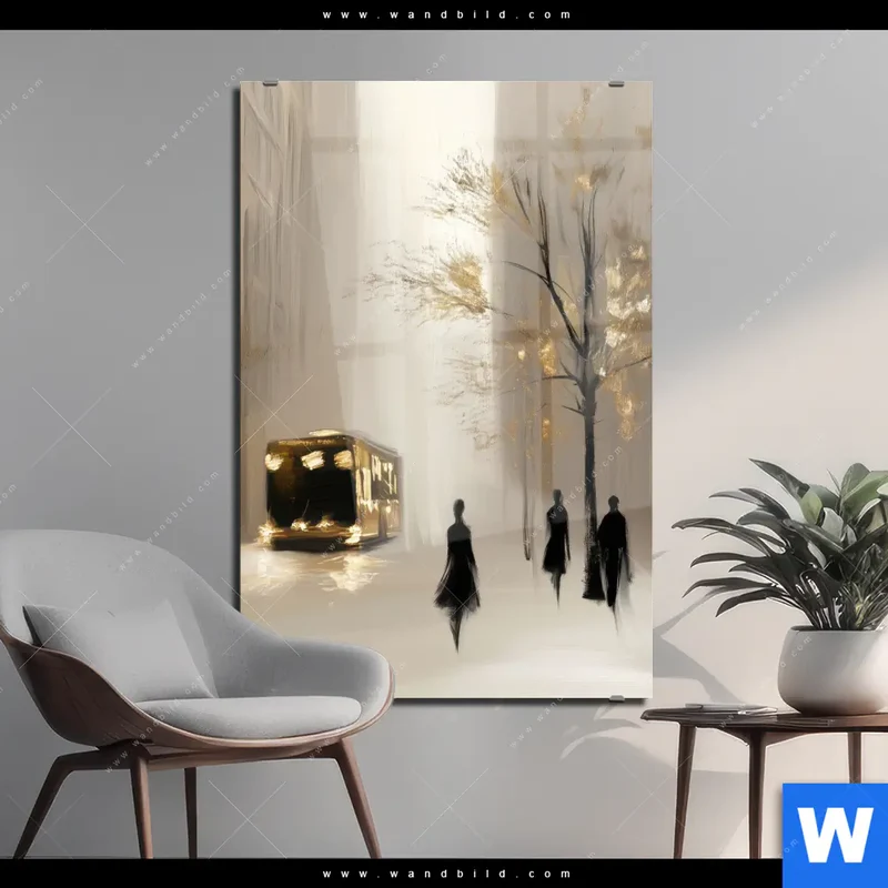 Acrylglasbild | Goldene Stille der Großstadt | Hochformat