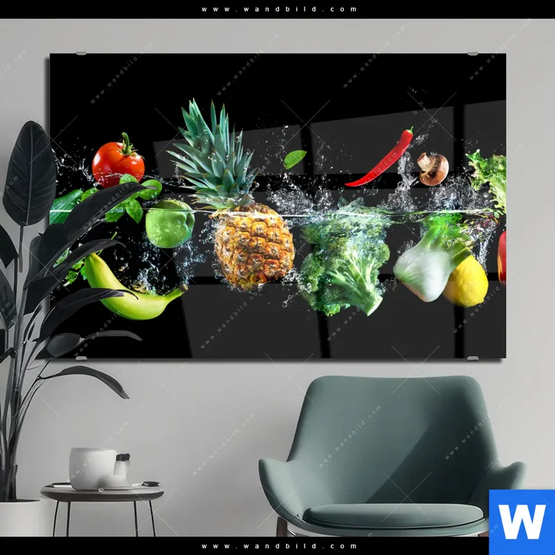 Acrylglasbild | Obst & Gemüse - Splash-Moment | Querformat