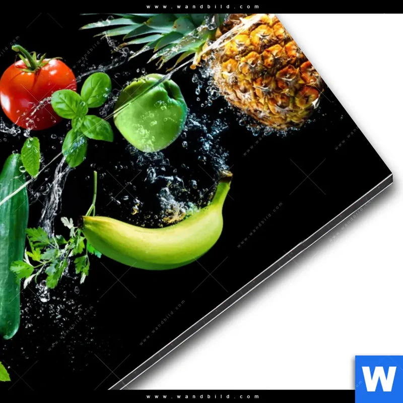 Alu-Dibond Bild | Obst & Gemüse - Splash-Moment | Quadrat