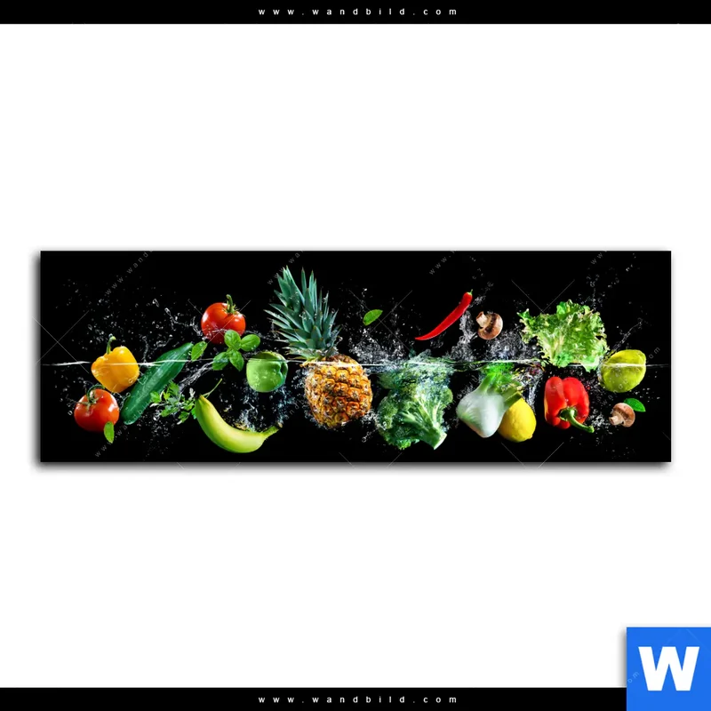 Leinwandbild | Obst & Gemüse - Splash-Moment | Panorama