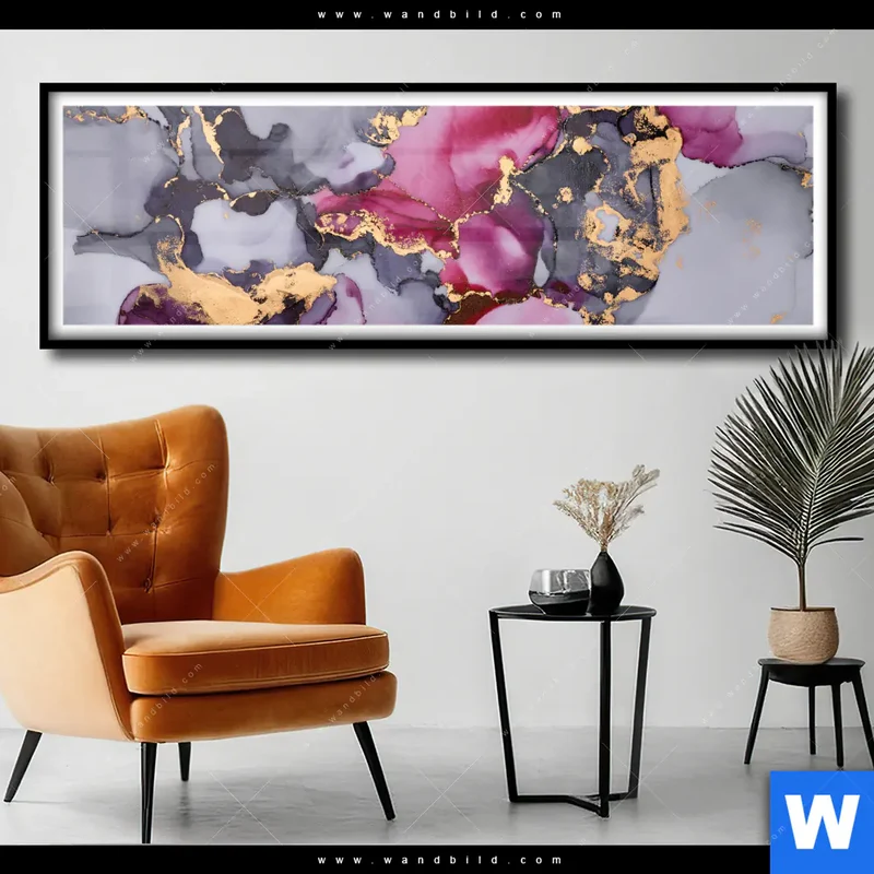 Poster | Farbfluss in Purpur und Gold | Panorama