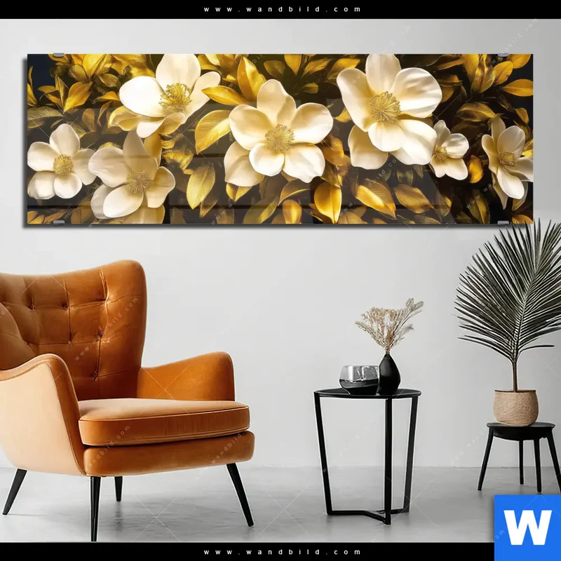 Acrylglasbild | Blütenbaum im Luxusdesign | Panorama