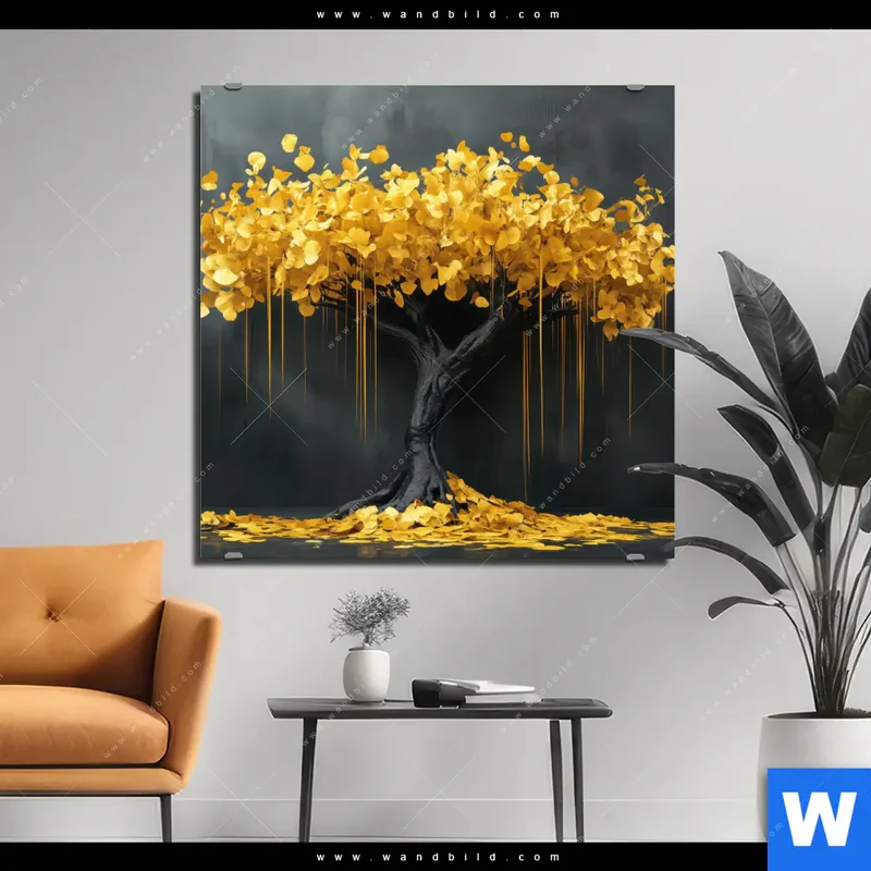 Alu-Dibond Bild | Goldener Lebensbaum | Quadrat