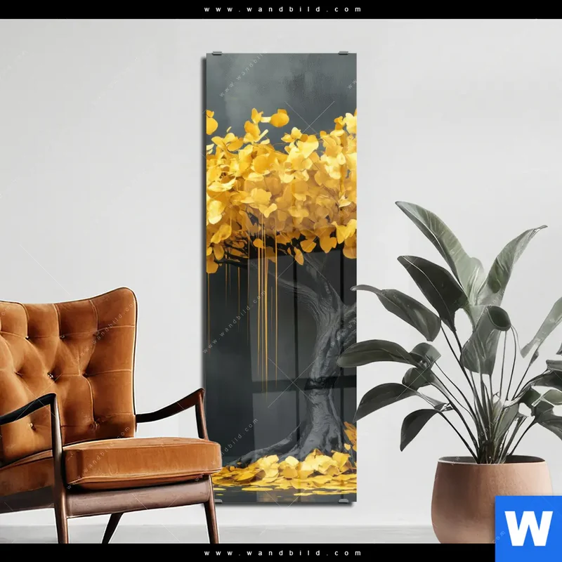 Acrylglasbild | Goldener Lebensbaum | Schmal