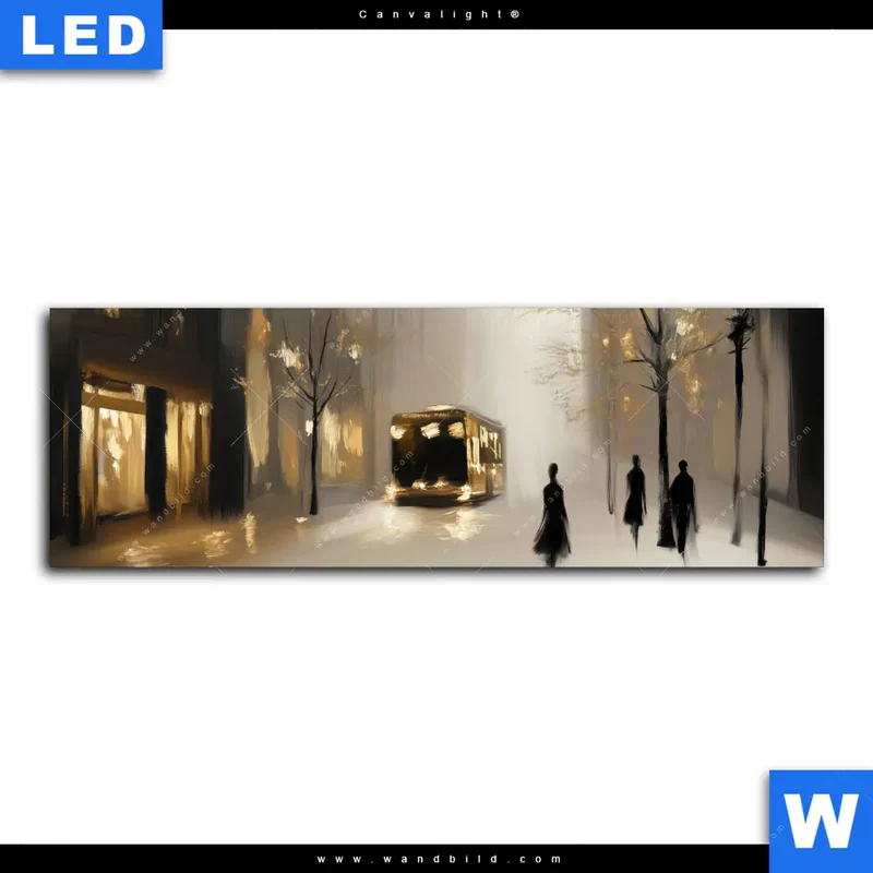 Canvalight® Leuchtbild | Goldene Stille der Großstadt | Panorama