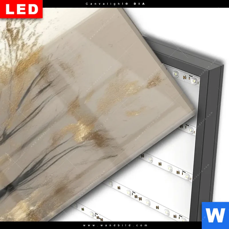 Wechselmotiv Acrylglas Canvalight® DIA | Goldene Stille der Großstadt | Schmal