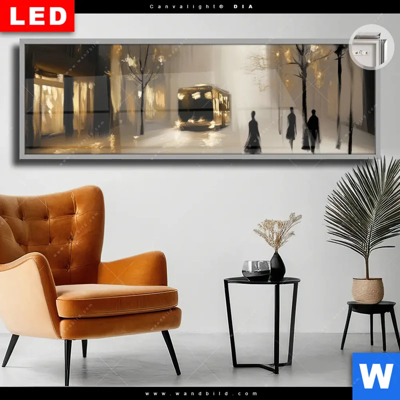Leuchtbild Acrylglas Canvalight® DIA | Goldene Stille der Großstadt | Panorama