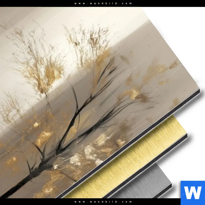 Aluminiumbild gebürstet | Goldene Stille der Großstadt | Hochformat