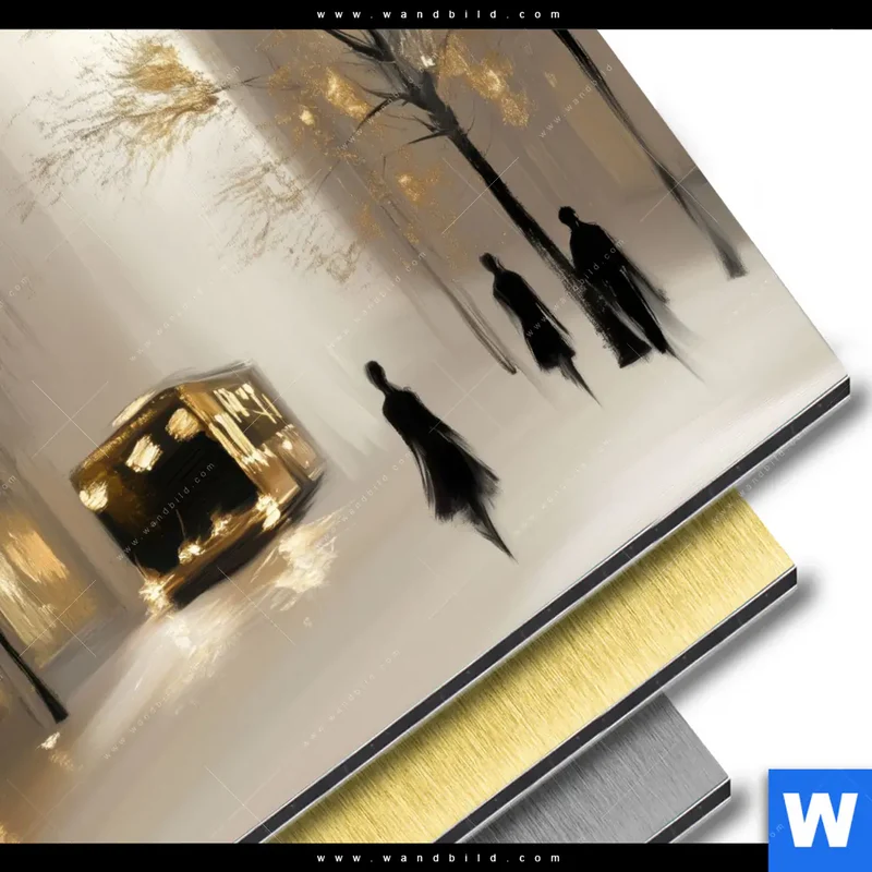 Aluminiumbild gebürstet | Goldene Stille der Großstadt | Quadrat