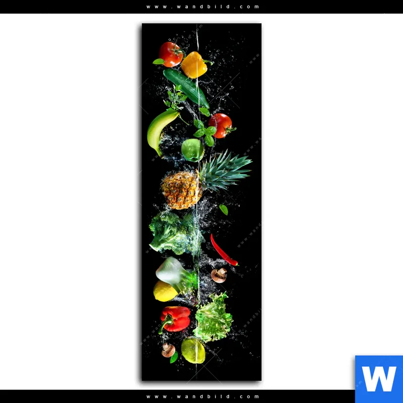 Acrylglasbild | Obst & Gemüse - Splash-Moment | Schmal