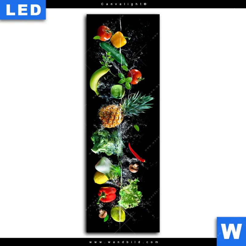 Canvalight® Leuchtbild | Obst & Gemüse - Splash-Moment | Schmal