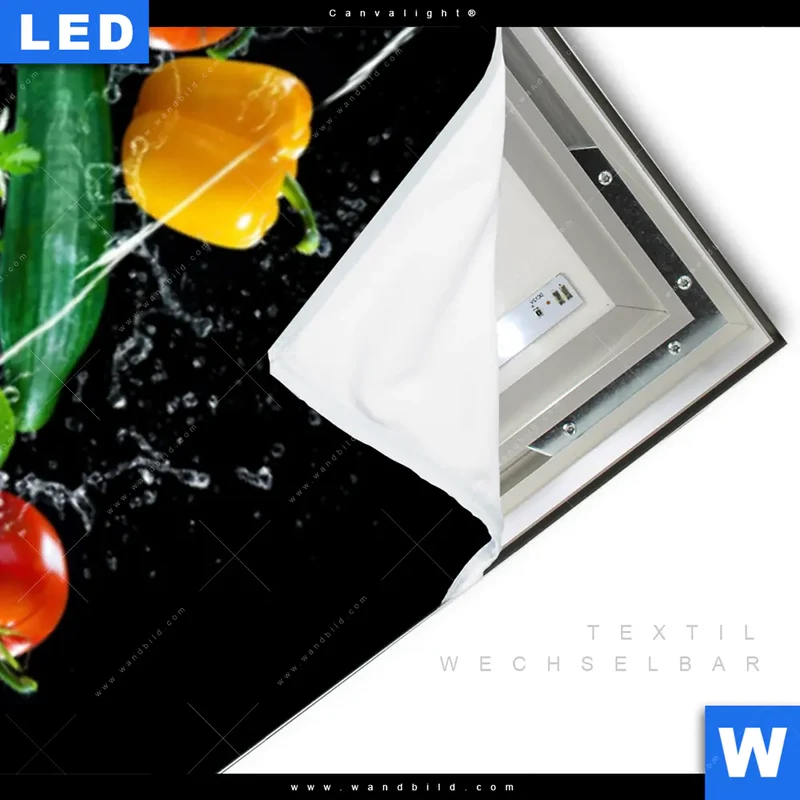 Canvalight® Leuchtbild | Obst & Gemüse - Splash-Moment | Schmal