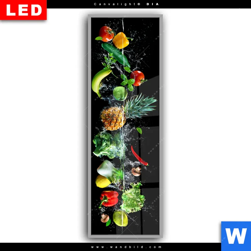 Leuchtbild Acrylglas Canvalight® DIA | Obst & Gemüse - Splash-Moment | Schmal
