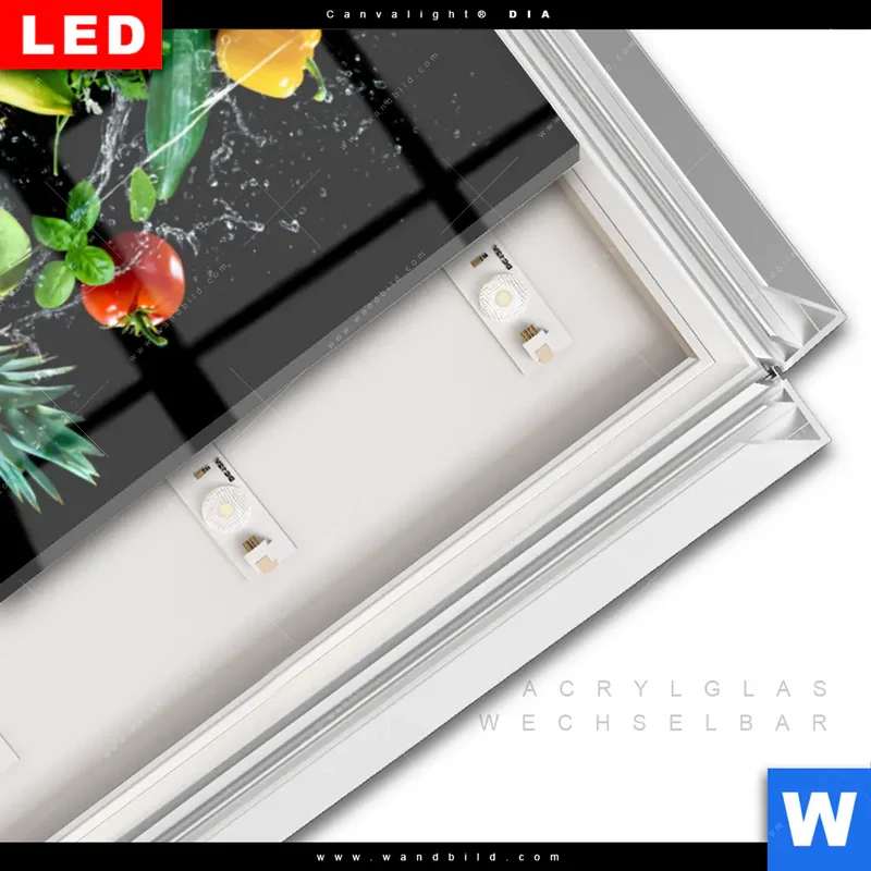 Leuchtbild Acrylglas Canvalight® DIA | Obst & Gemüse - Splash-Moment | Schmal