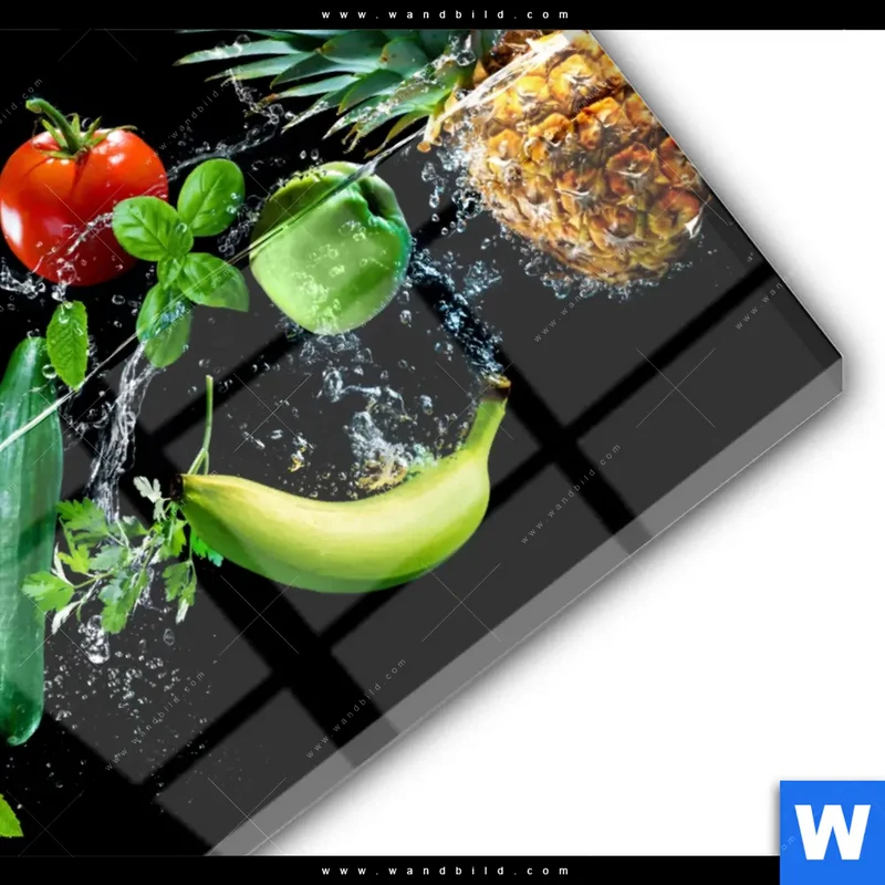 Acrylglasbild | Obst & Gemüse - Splash-Moment | Quadrat