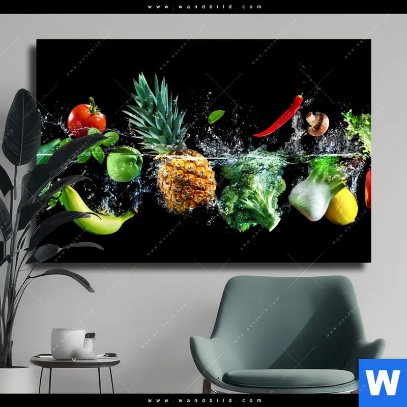 Leinwandbild | Obst & Gemüse - Splash-Moment | Querformat