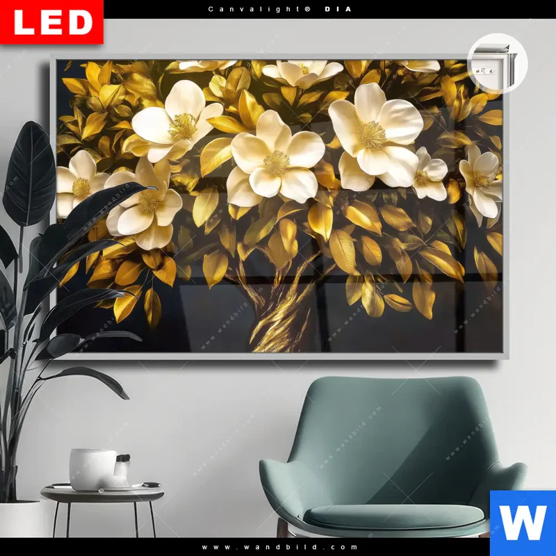 Leuchtbild Acrylglas Canvalight® DIA | Blütenbaum im Luxusdesign | Querformat