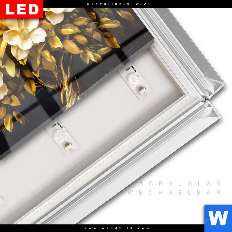 Leuchtbild Acrylglas Canvalight® DIA | Blütenbaum im Luxusdesign | Querformat