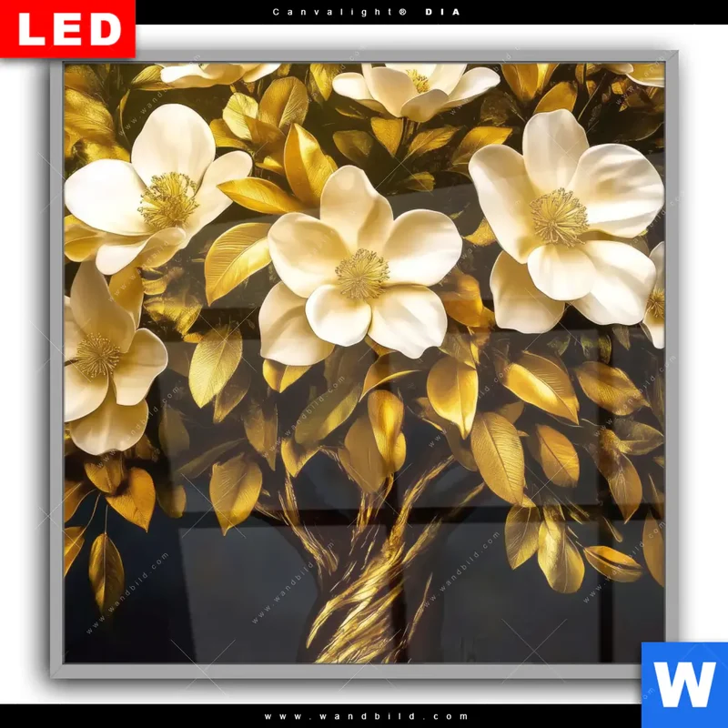 Leuchtbild Acrylglas Canvalight® DIA | Blütenbaum im Luxusdesign | Quadrat