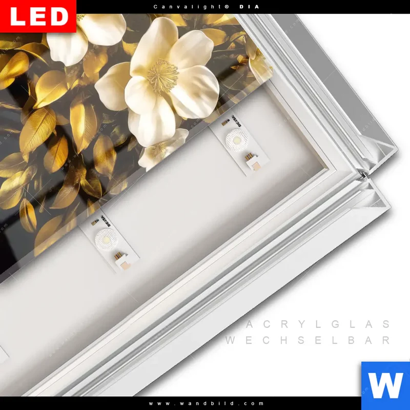 Leuchtbild Acrylglas Canvalight® DIA | Blütenbaum im Luxusdesign | Quadrat