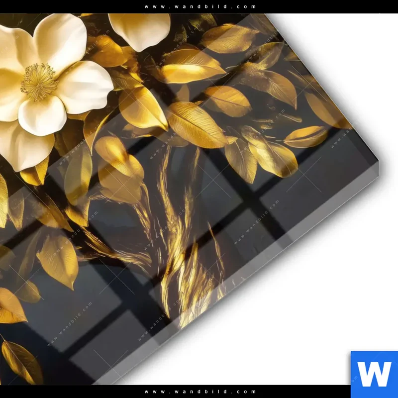 Acrylglasbild | Blütenbaum im Luxusdesign | Quadrat