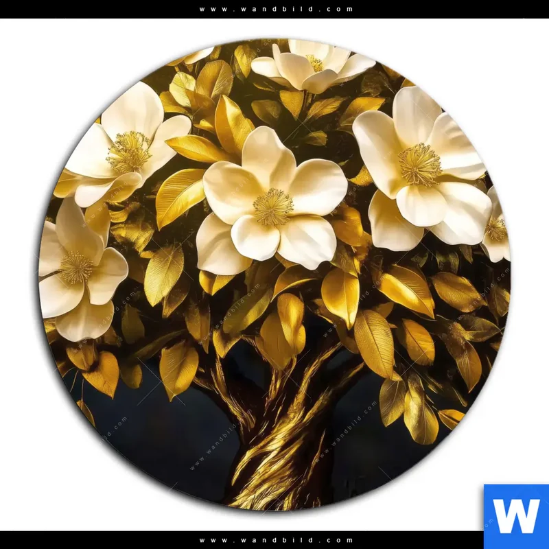 Acrylglasbild | Blütenbaum im Luxusdesign | Rund